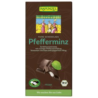 Schokolade mit Pfefferminzfüllung Zartbitter