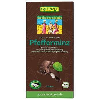 Schokolade mit Pfefferminzfüllung Zartbitter