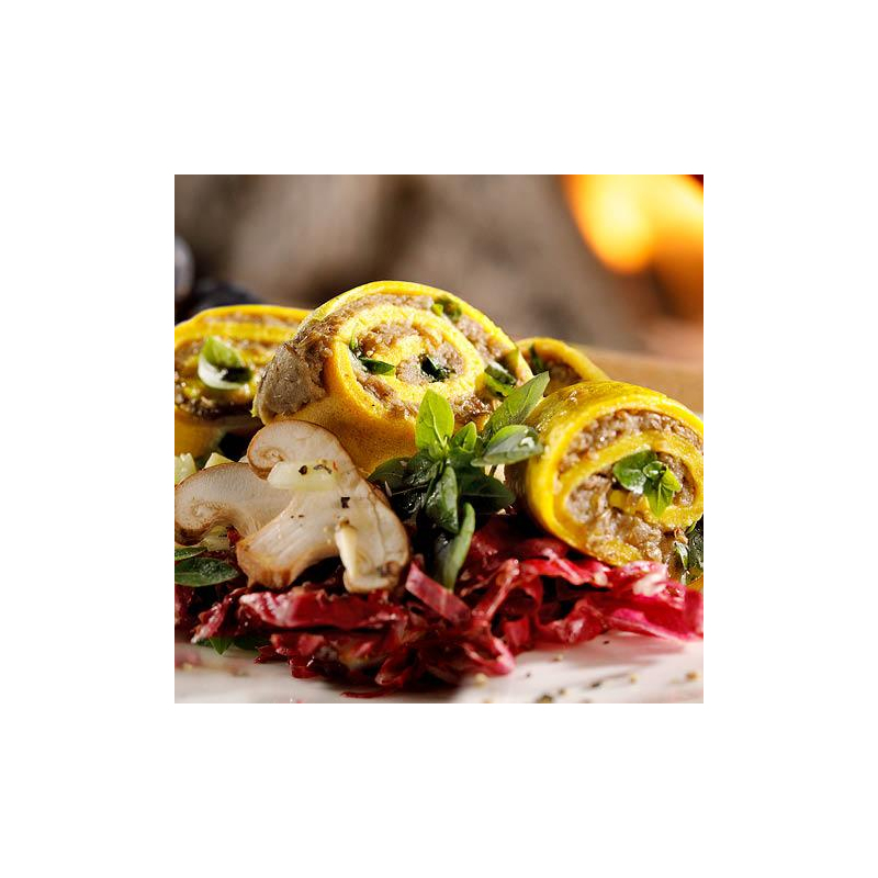 Gefüllte Crêpes mit Linsen-Orangen-Mousse