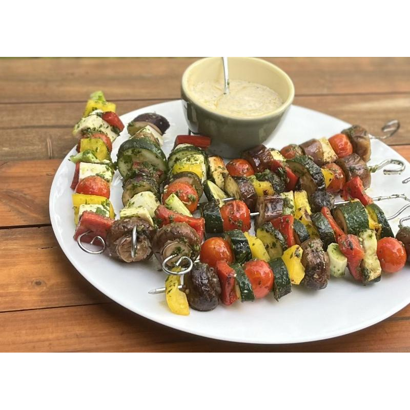 Bunte Gemüsespieße mit Kräutermarinade